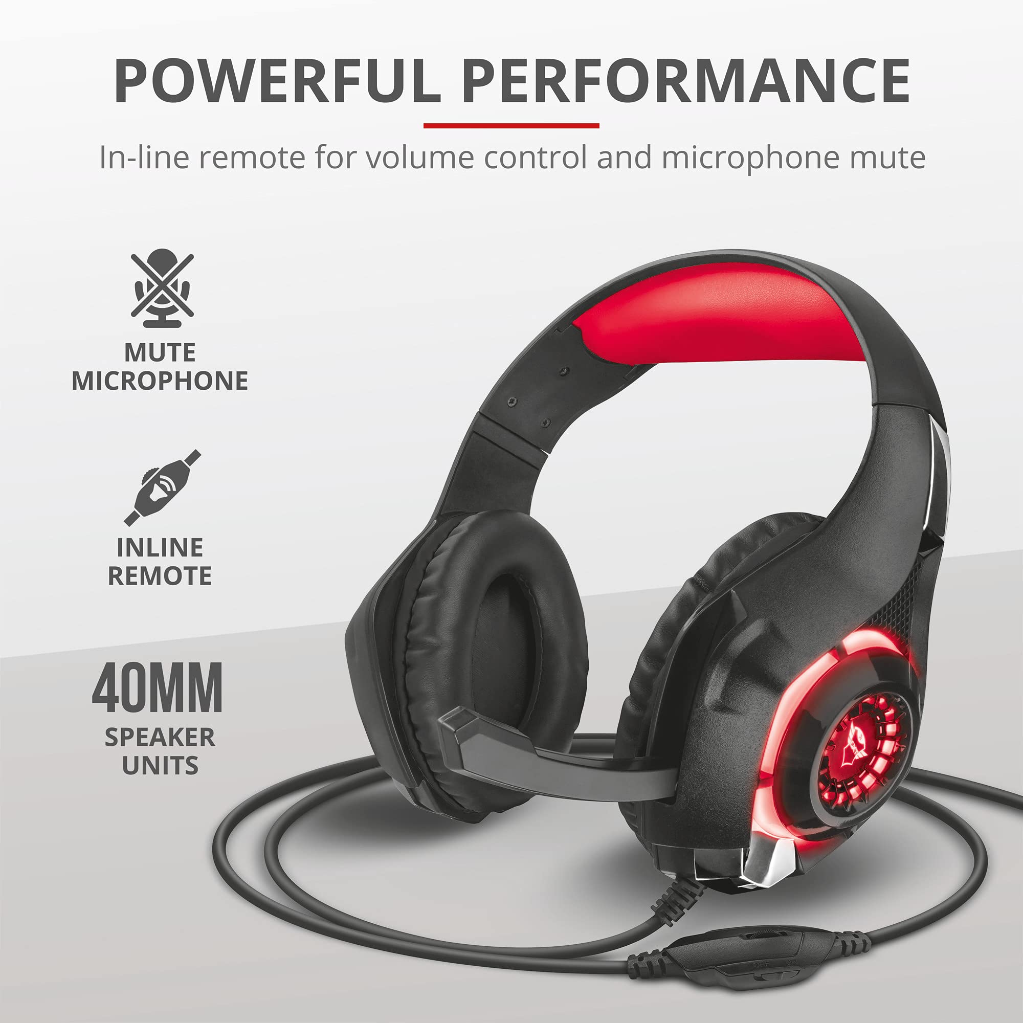 Trust Gaming GXT 313 Nero - Casque de jeu avec microphone lumineux, noir, transducteurs 40 mm Trust Gaming GXT 313 Nero - Casque de jeu avec microphone lumineux, noir, transducteurs 40 mm